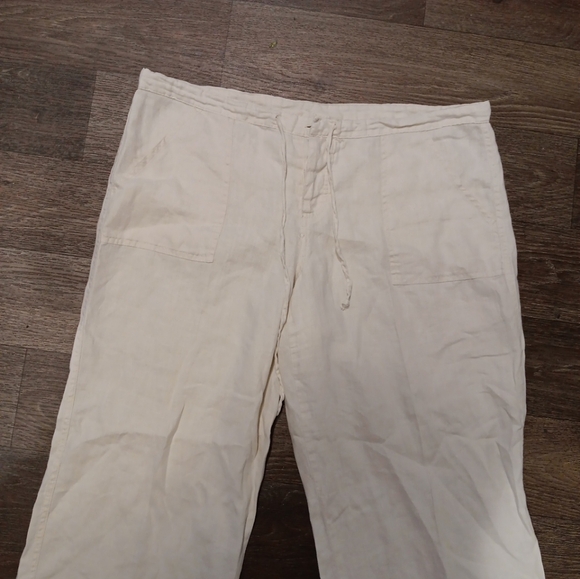 GAP Women  Light Tan Cargo Pants 100% Linen - Picture 3 of 7